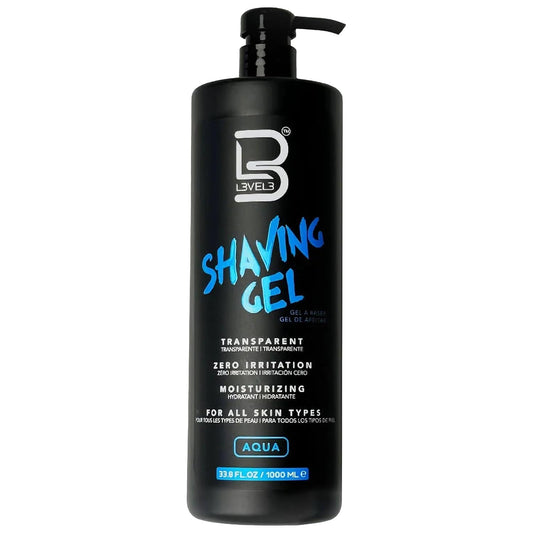 L3 Level 3 Clear Shaving Gel for Men, Non-Foaming, Aqua, 16.9 fl oz