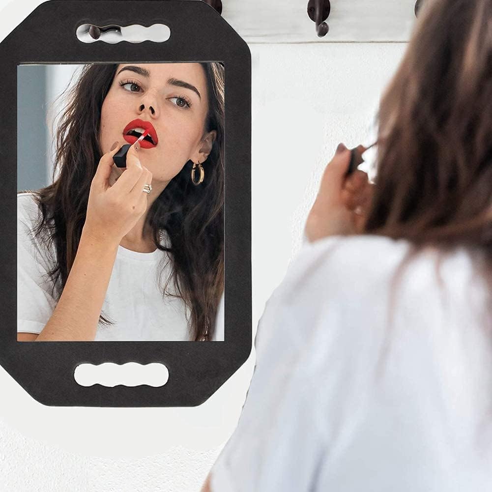 HREW Handle Mirror Large Rectangular Hand Held Mirror with Double Handle - Lightweight Hair Salon Equipment Hairstylist and Barber Accessories (1Pcs Rectangle)