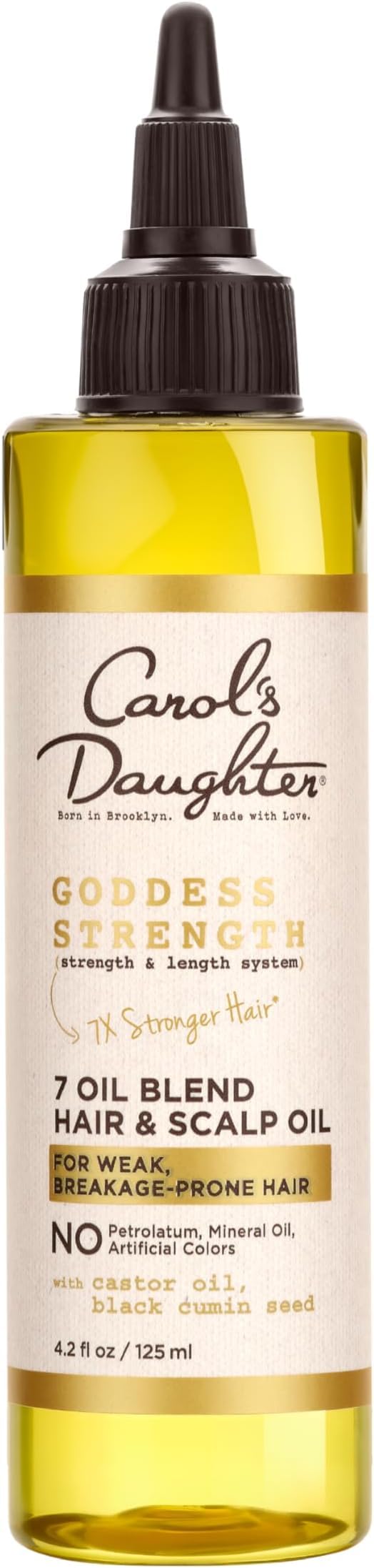 Carol's Daughter Goddess Strength 7 Oil Blend Scalp and Hair Oil for Waves, Coils and Curls, Hair Treatment with Castor Oil, 4.2 Fl Oz