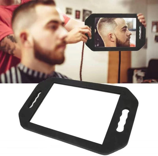 HREW Handle Mirror Large Rectangular Hand Held Mirror with Double Handle - Lightweight Hair Salon Equipment Hairstylist and Barber Accessories (1Pcs Rectangle)