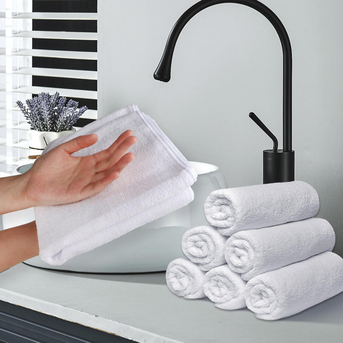 UNIMADE Salon Towels 24 Pack, Microfiber Barber Towels Bulk