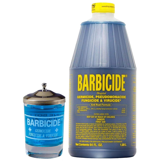 BARBICIDE Disinfectant Jar and Concentrate Starter Set (37 Oz Jar +16 Fl Oz)– Professional Salon, Spa & Barber Tool Sanitizing Kit