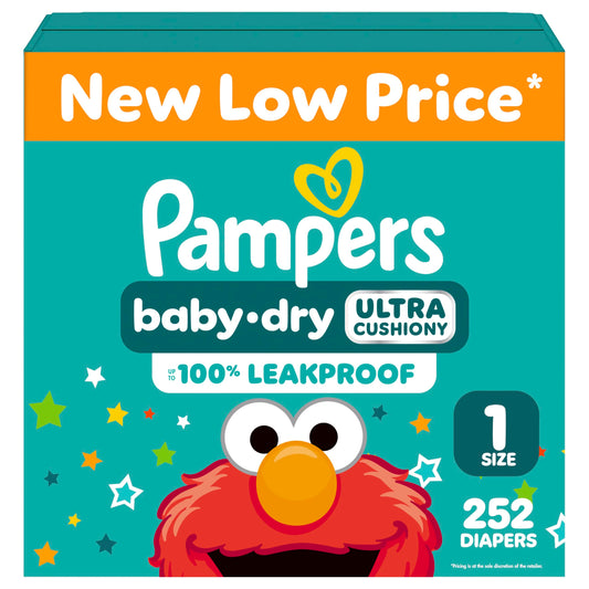 Pampers Baby Dry Ultra Cushiony Diapers, Size 5 (20-37 lbs), 132 Count, Up to 100% Leakproof