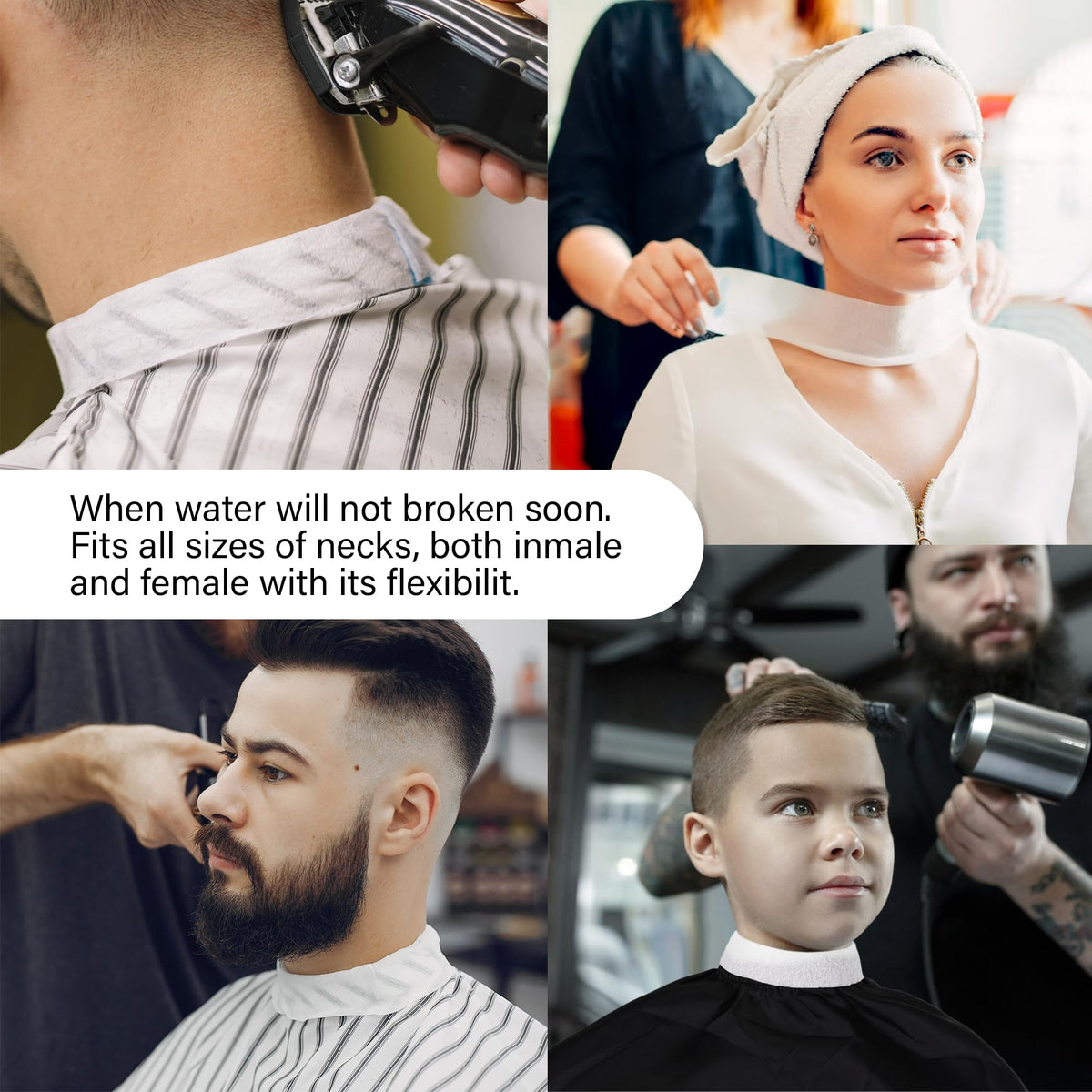 Disposable Paper Barber Neck Strips - 5 Rolls 500 Strips Black Professional Stretchy Paper Neck Band for Salon Haircut Styling