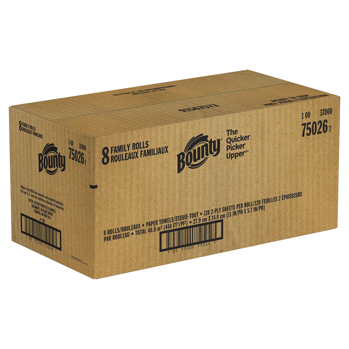 Bounty Paper Towels Quick Size, White, 16 Family Rolls = 40 Regular Rolls