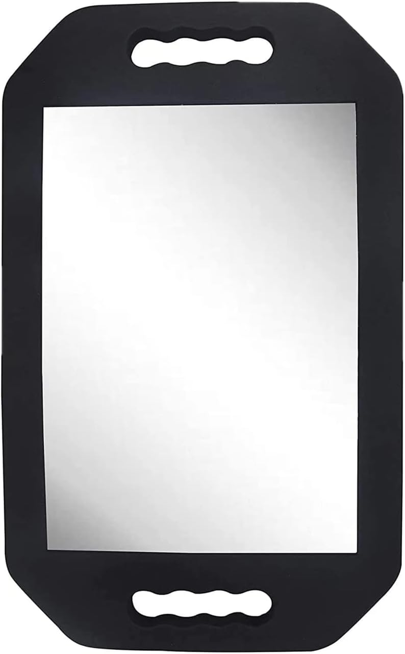 HREW Handle Mirror Large Rectangular Hand Held Mirror with Double Handle - Lightweight Hair Salon Equipment Hairstylist and Barber Accessories (1Pcs Rectangle)