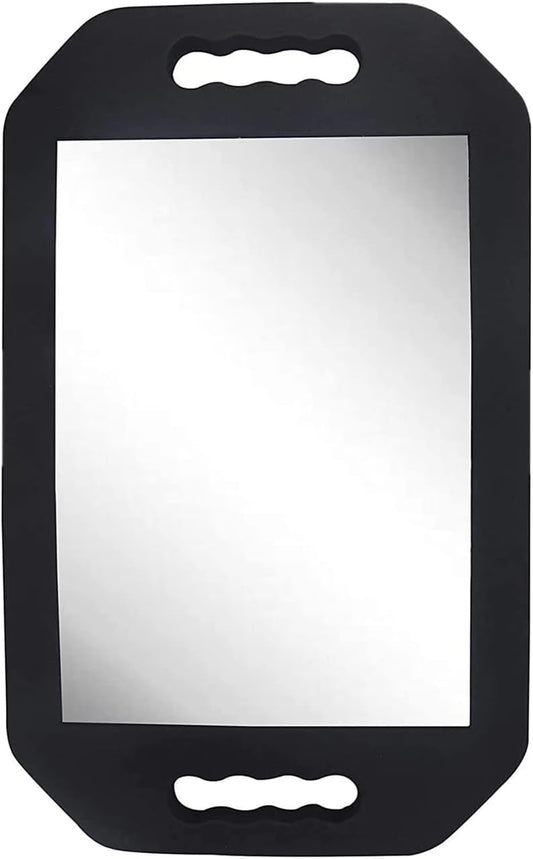 HREW Handle Mirror Large Rectangular Hand Held Mirror with Double Handle - Lightweight Hair Salon Equipment Hairstylist and Barber Accessories (1Pcs Rectangle)