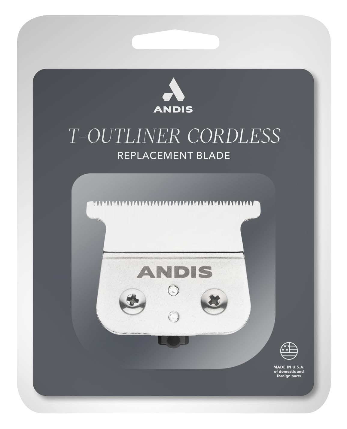 Andis 74055 Professional Corded/Cordless Hair & Beard Trimmer, Zero Gapped, Close Cutting Carbon Steel T-Outliner Blade, Grey