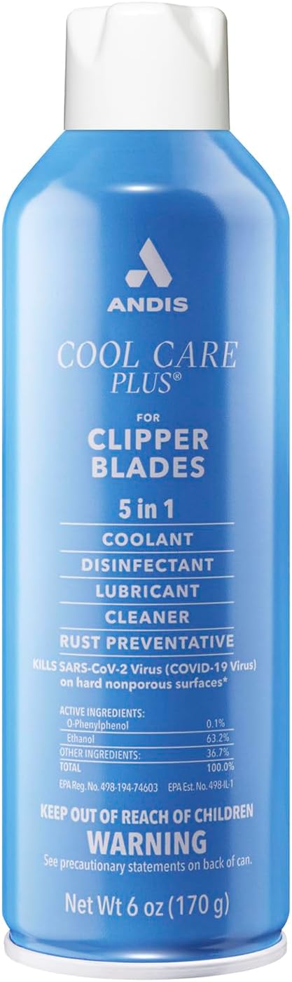 Andis 12551 Cool Care Plus 5-in-1 Clipper Blade Spray, Cooling, Blue
