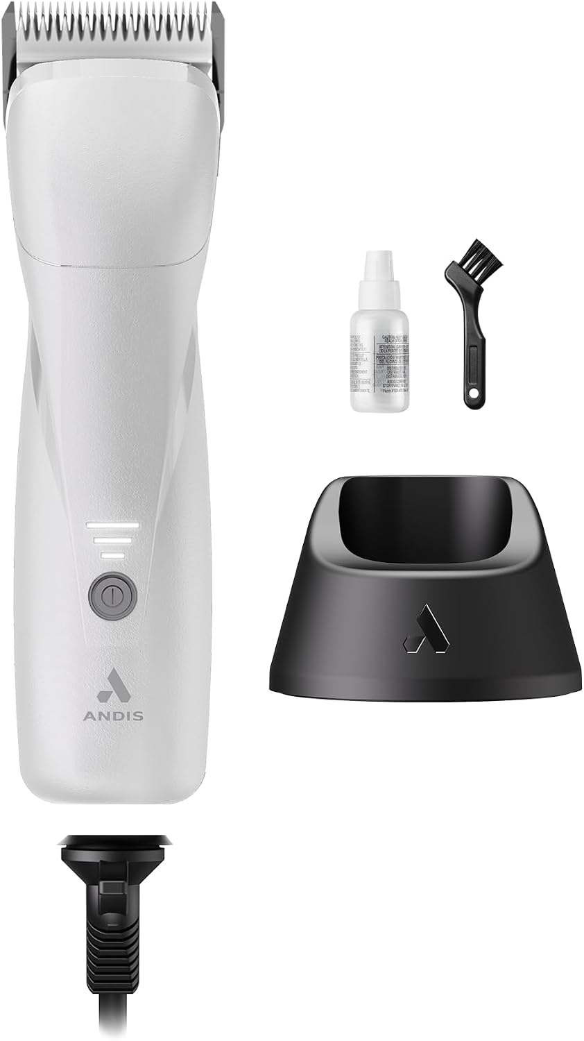 Andis 564042 Emerge Pro Cordless Detachable Blade Pet Hair Clipper, Brushless Motor, 4,500 SPM, Lightweight, Ergonomic, White