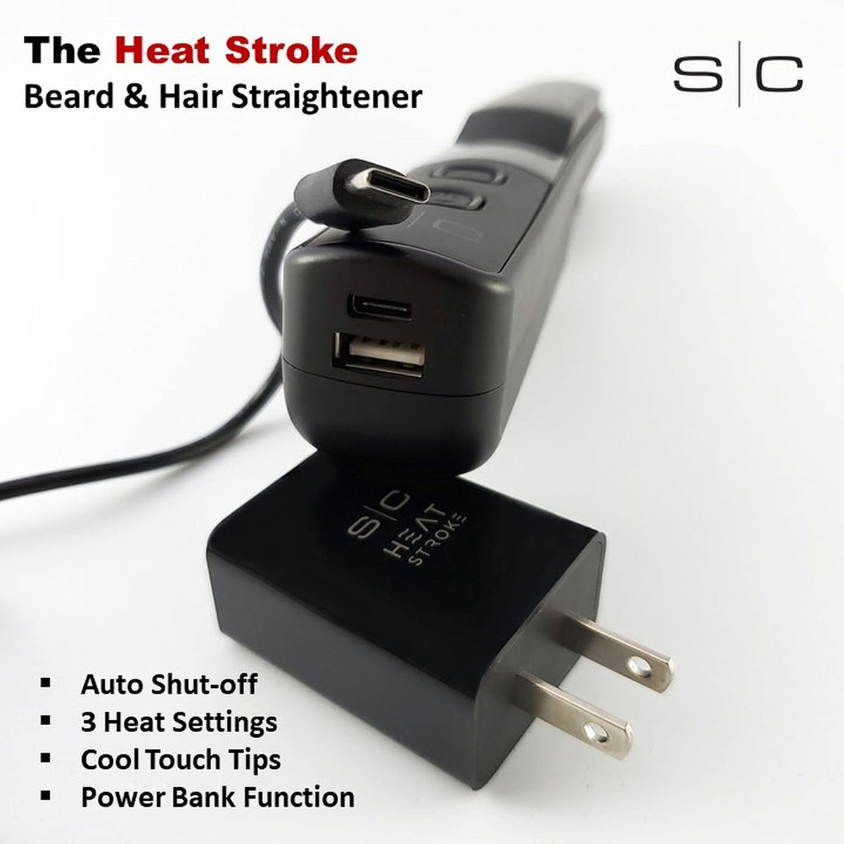 StyleCraft Heat Stroke Cordless Beard & Styling Hot Brush Hair Straightener