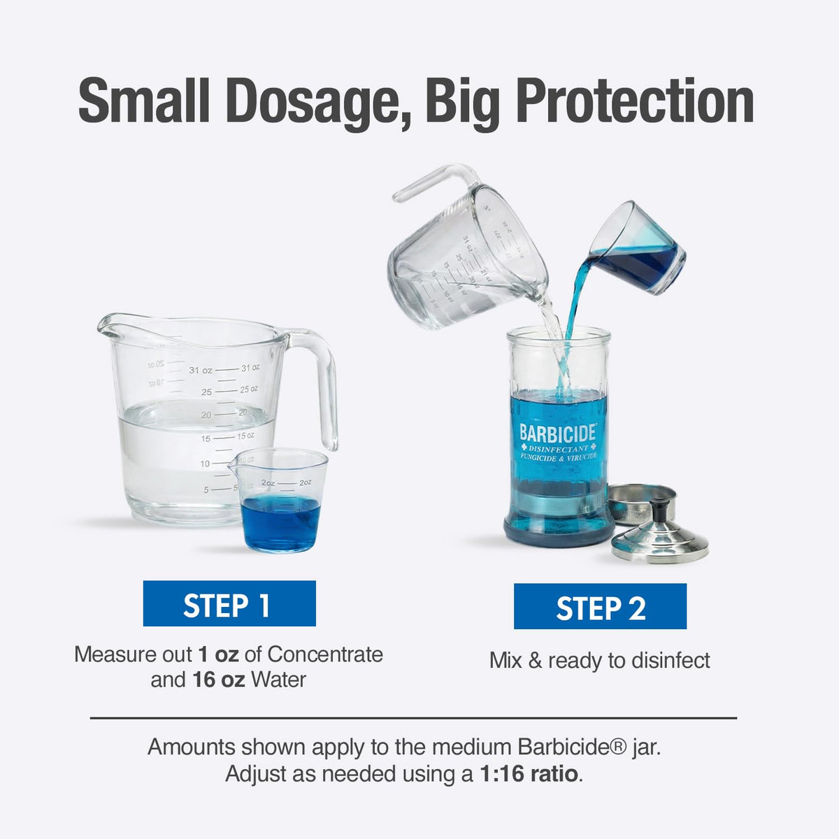 BARBICIDE Disinfectant Jar and Concentrate Starter Set (37 Oz Jar +16 Fl Oz)– Professional Salon, Spa & Barber Tool Sanitizing Kit