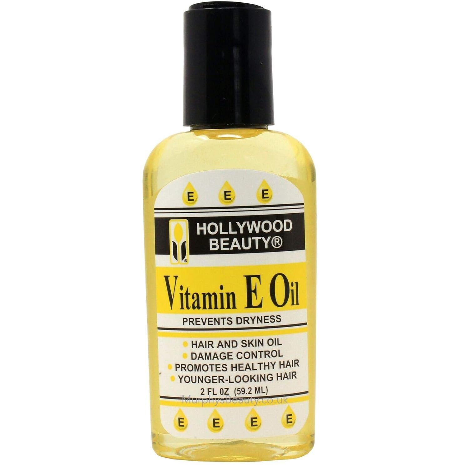 Hollywood Beauty Vitamin E Hair & Skin Oil, 2oz Bottle, Prevents Dryness for Hair and Skin, Stimulates Healthy Hair Growth, Repairs Damaged Skin, Anti-Aging