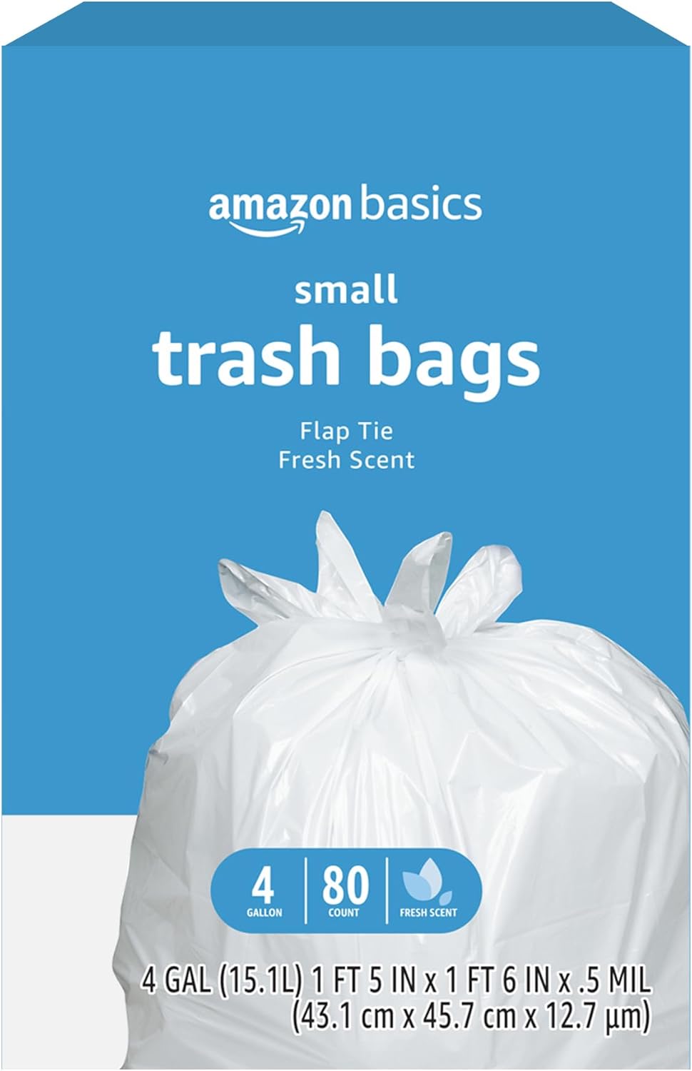 Amazon Basics Small Trash Bags – 80ct, 4 Gallon