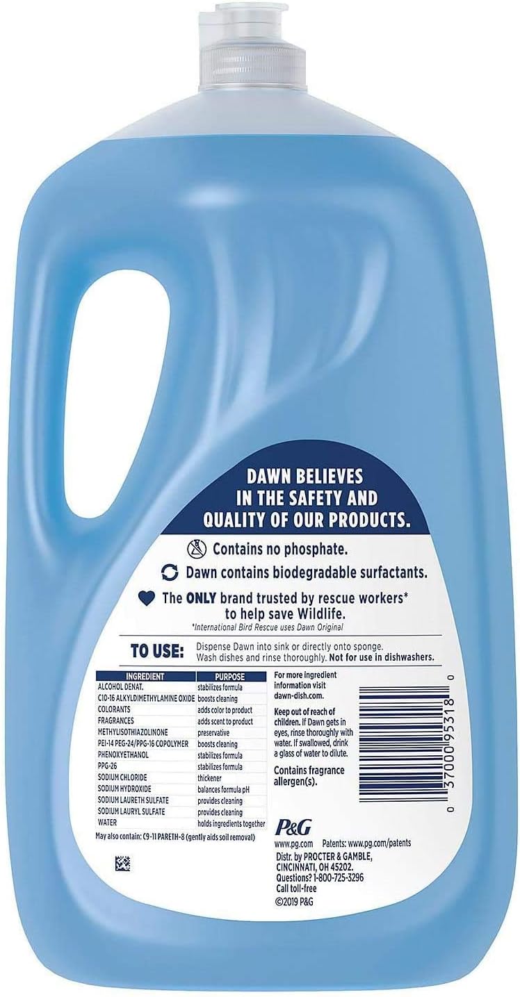 Dawn Ultra Dish Soap Refill Jug, Large Size Original Blue Liquid Dishwashing Detergent, Powerful Dish Soap for Grease, 51.5 oz