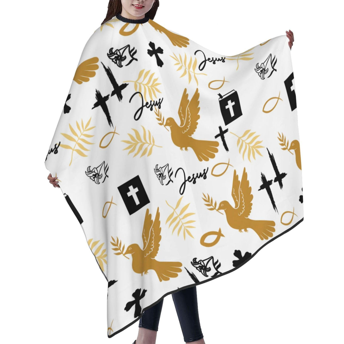 Christian Barber Cape, Jesus Hair Cutting Barber Cape Salon and Dyeing Styling Cloth for Women/Men