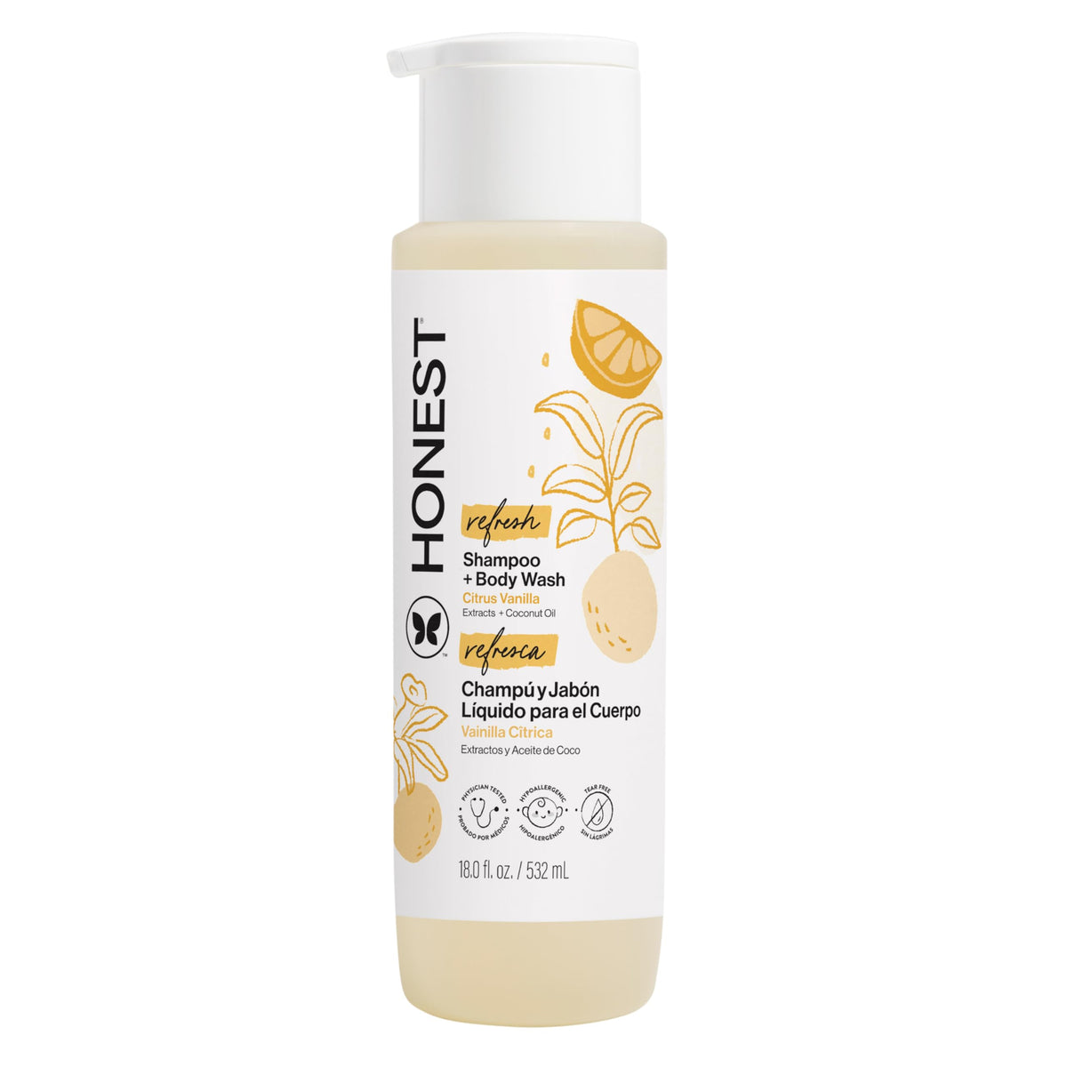 The Honest Company Shampoo & Body Wash, Tear-Free, Fragrance-Free, 10 fl oz