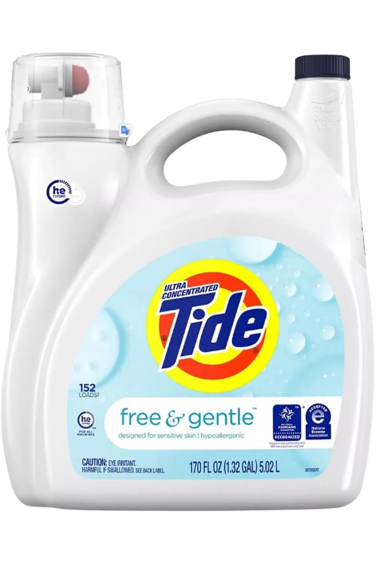 Tide Free & Gentle Liquid Laundry Detergent, 100 Loads, 132 fl oz, Tide Laundry Detergent, Clean Laundry Detergent