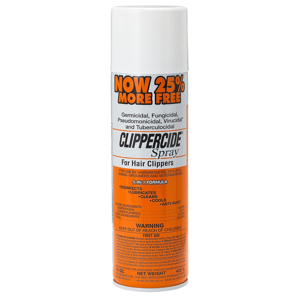 CLIPPERCIDE 5-in-1 Clipper Disinfectant Spray 15oz, 6 Pack | Cleans, Lubricates, Cools, Prevents Rust & Disinfects | Professional Clipper Spray for Barbers, Stylists & Pet Groomers | Made by BARBICIDE