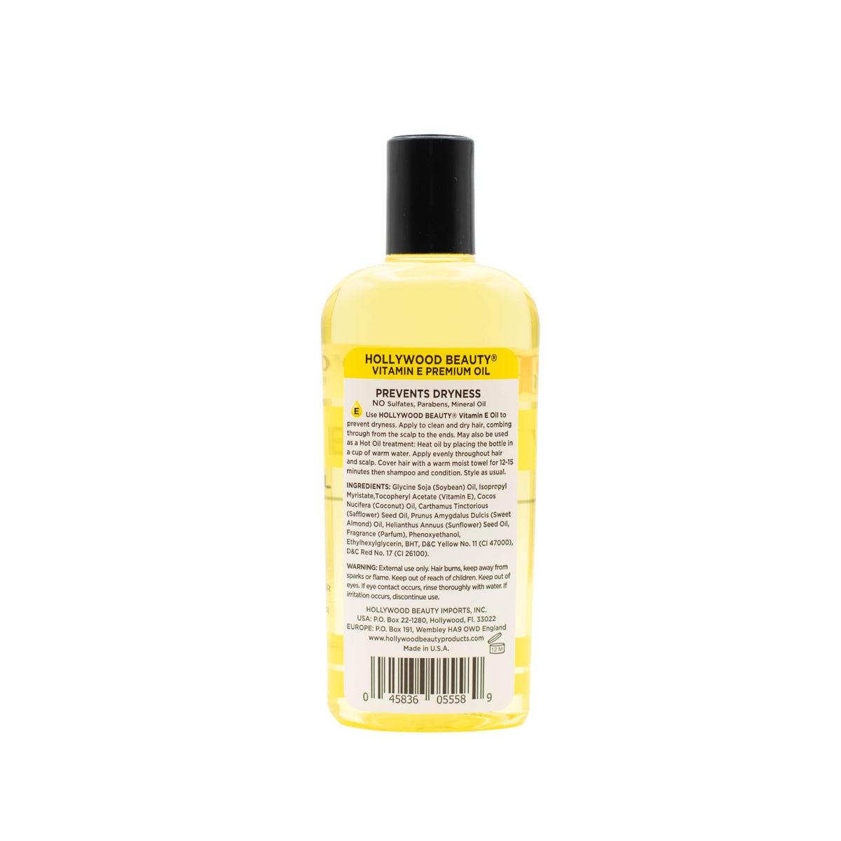 Hollywood Beauty Vitamin E Oil for Hair, Scalp, and Skin, VALUE SIZE 16 fl oz - Prevents Dryness and Helps Repair Damage