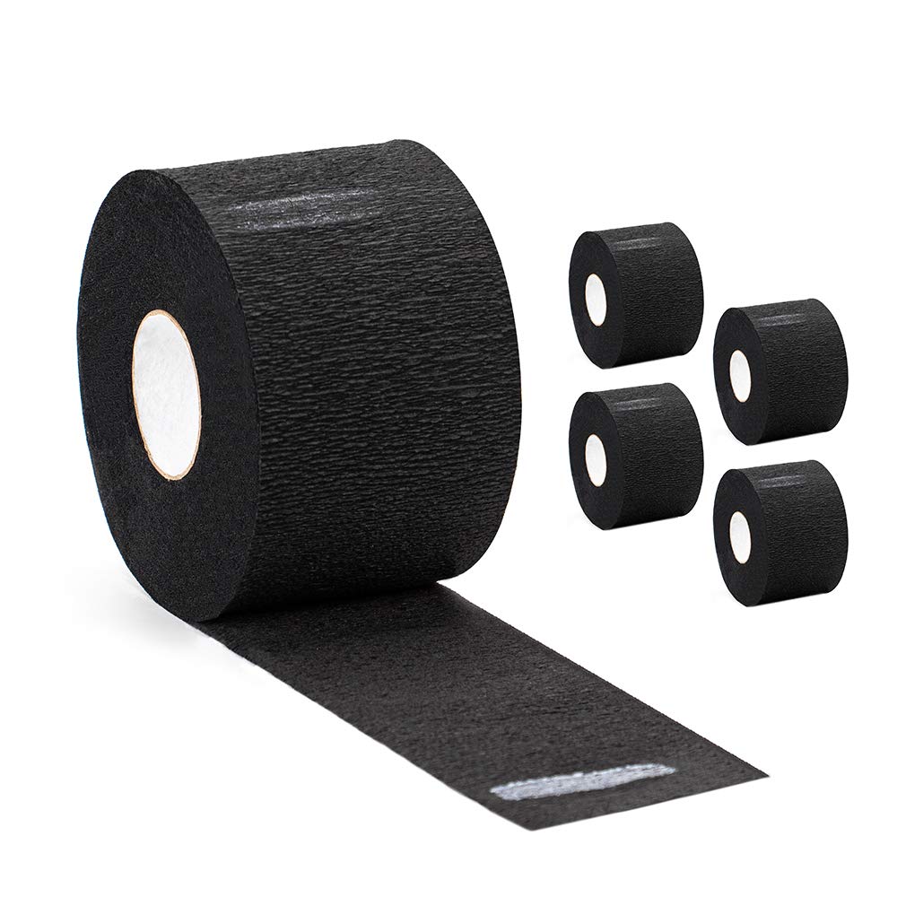 Disposable Paper Barber Neck Strips - 5 Rolls 500 Strips Black Professional Stretchy Paper Neck Band for Salon Haircut Styling