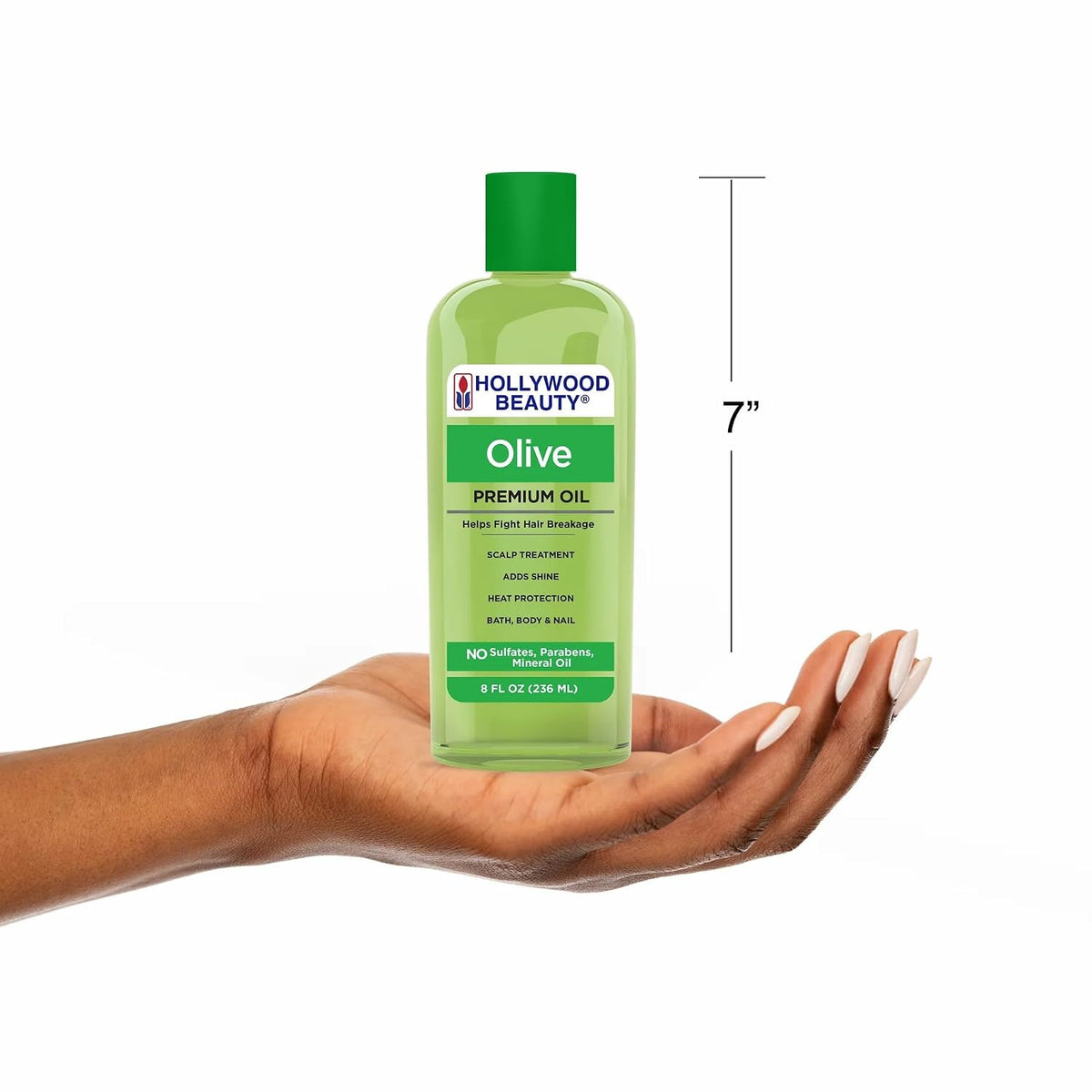 Hollywood Beauty Olive Hair Oil, 8oz Bottle, Also for Bath, Body and Nails, Fights hair breakage, Hair treatment, Adds shine, Heat Protection