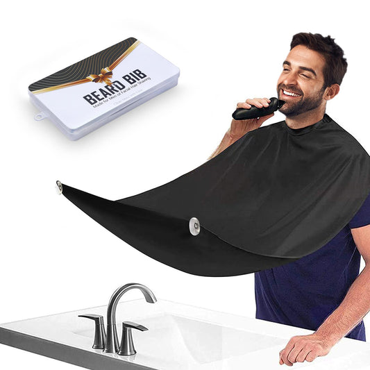 Beard Bib for Men, Shaving Hair Catcher Apron with Suction Cups, White