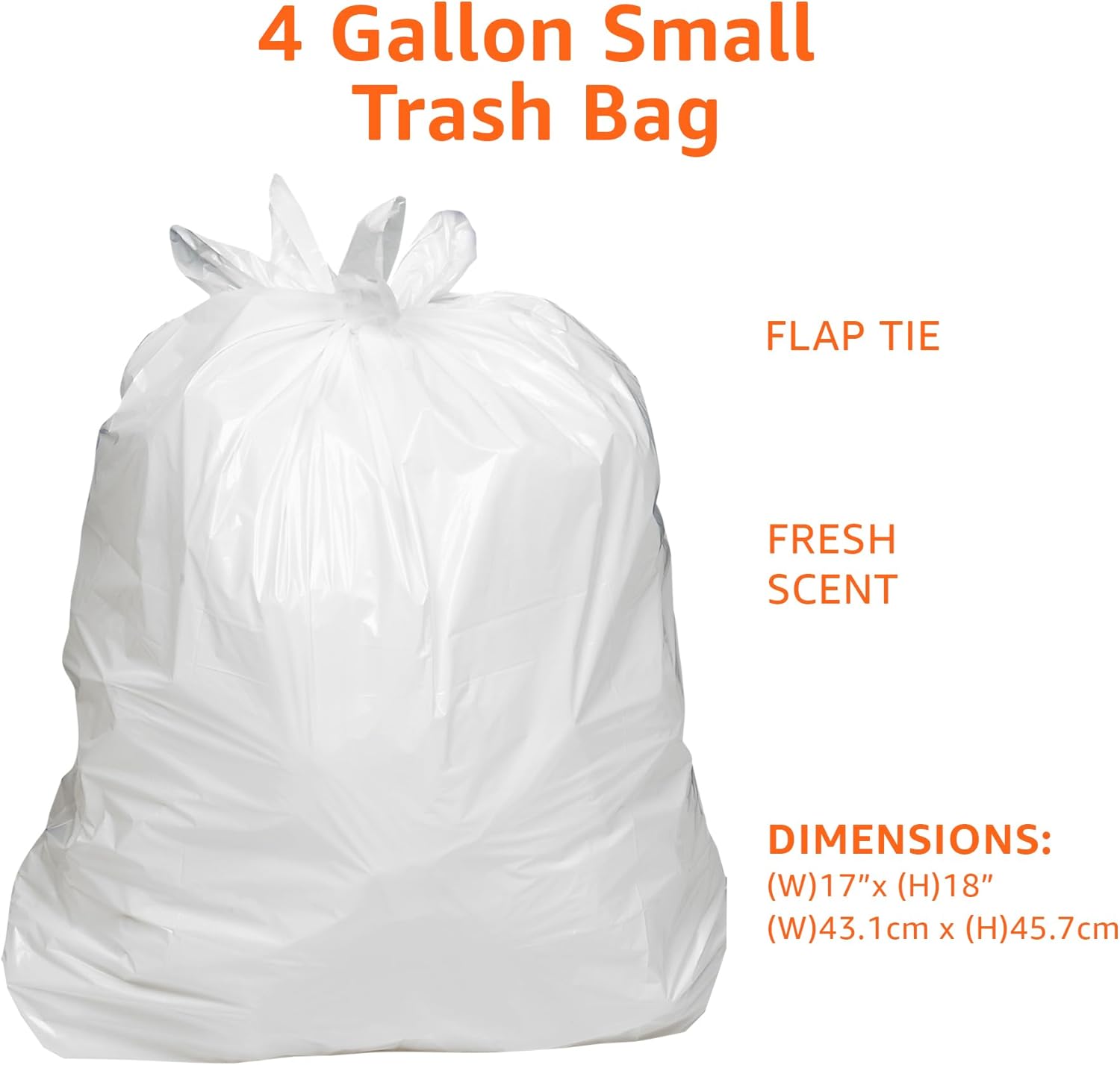 Amazon Basics Small Trash Bags – 80ct, 4 Gallon