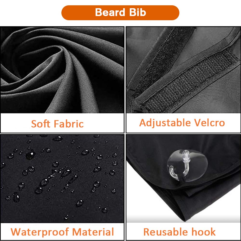 Beard Bib for Men, Shaving Hair Catcher Apron with Suction Cups, White