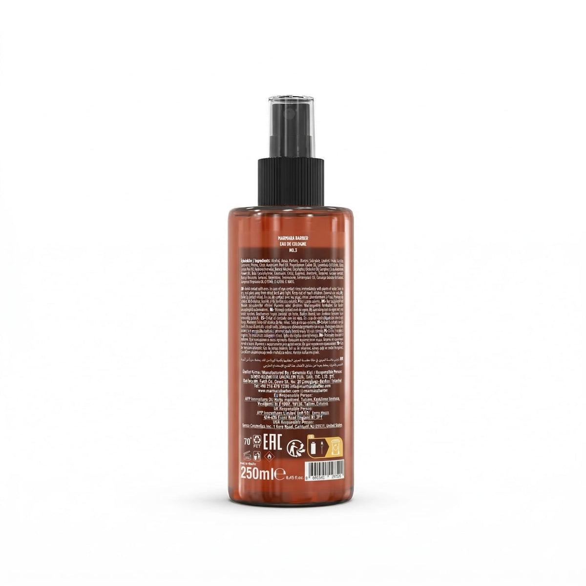 barber marmara No.3 Aftershave For Men, Turkish Eau De Cologne, Refreshing & Soothing, Moisturising & Cleansing.Leather, Cedarwood & Pacthouli Scent. Long Lasting Fragrance, 16.9 fl oz