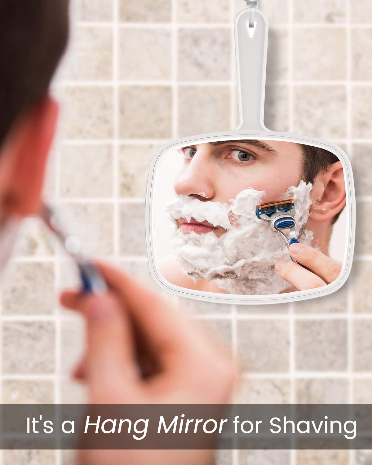 Gladmart 10.3" L x 7.4" W Hand Mirror for Home and Barber, Black