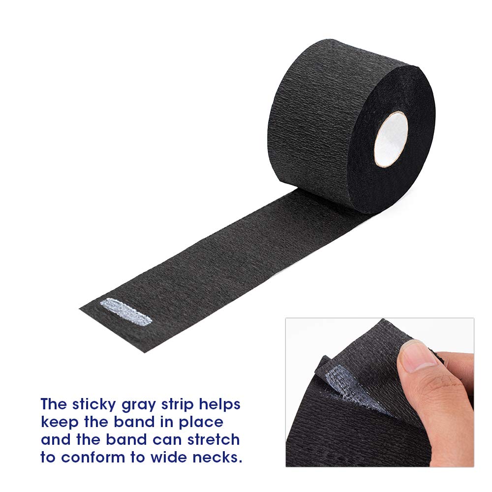 Disposable Paper Barber Neck Strips - 5 Rolls 500 Strips Black Professional Stretchy Paper Neck Band for Salon Haircut Styling