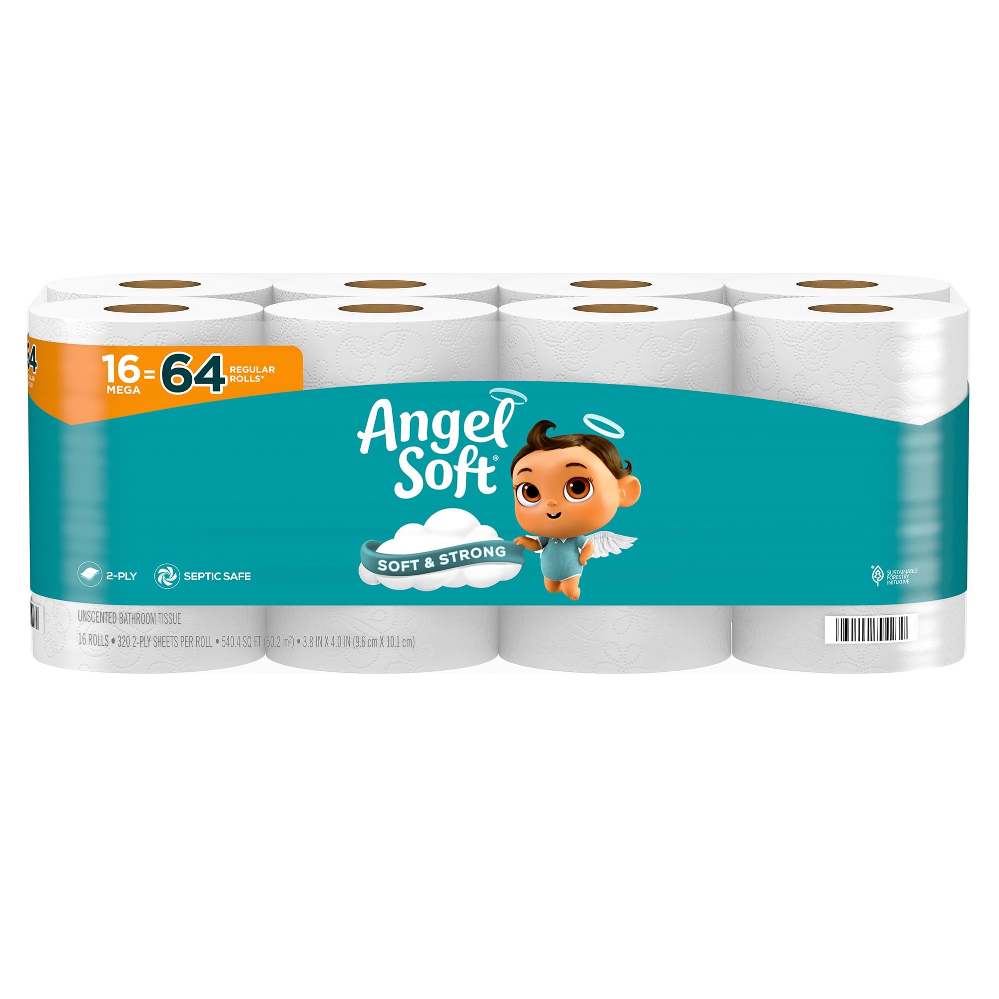 Angel Soft Toilet Paper, 18 Mega Rolls = 72 Regular Rolls, Soft and Strong Toilet Tissue