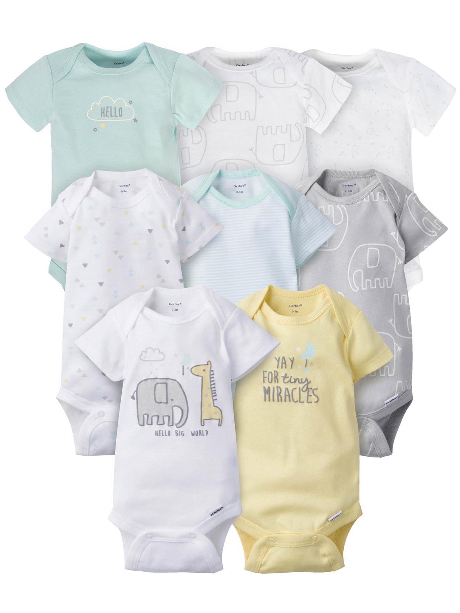Gerber Baby Boys & Girls 8-Pack Short Sleeve Onesies Bodysuits