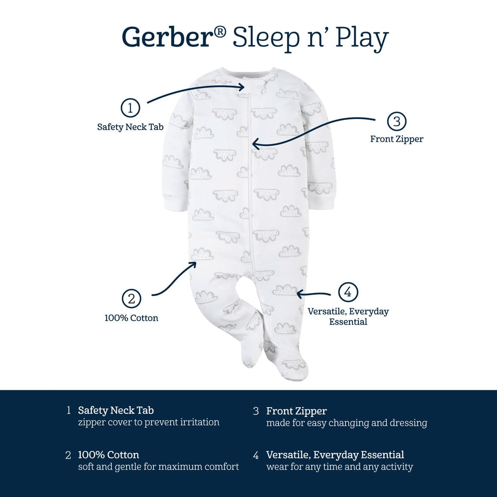 Gerber Baby Boys 4-Pack Sleep 'N Play Footie