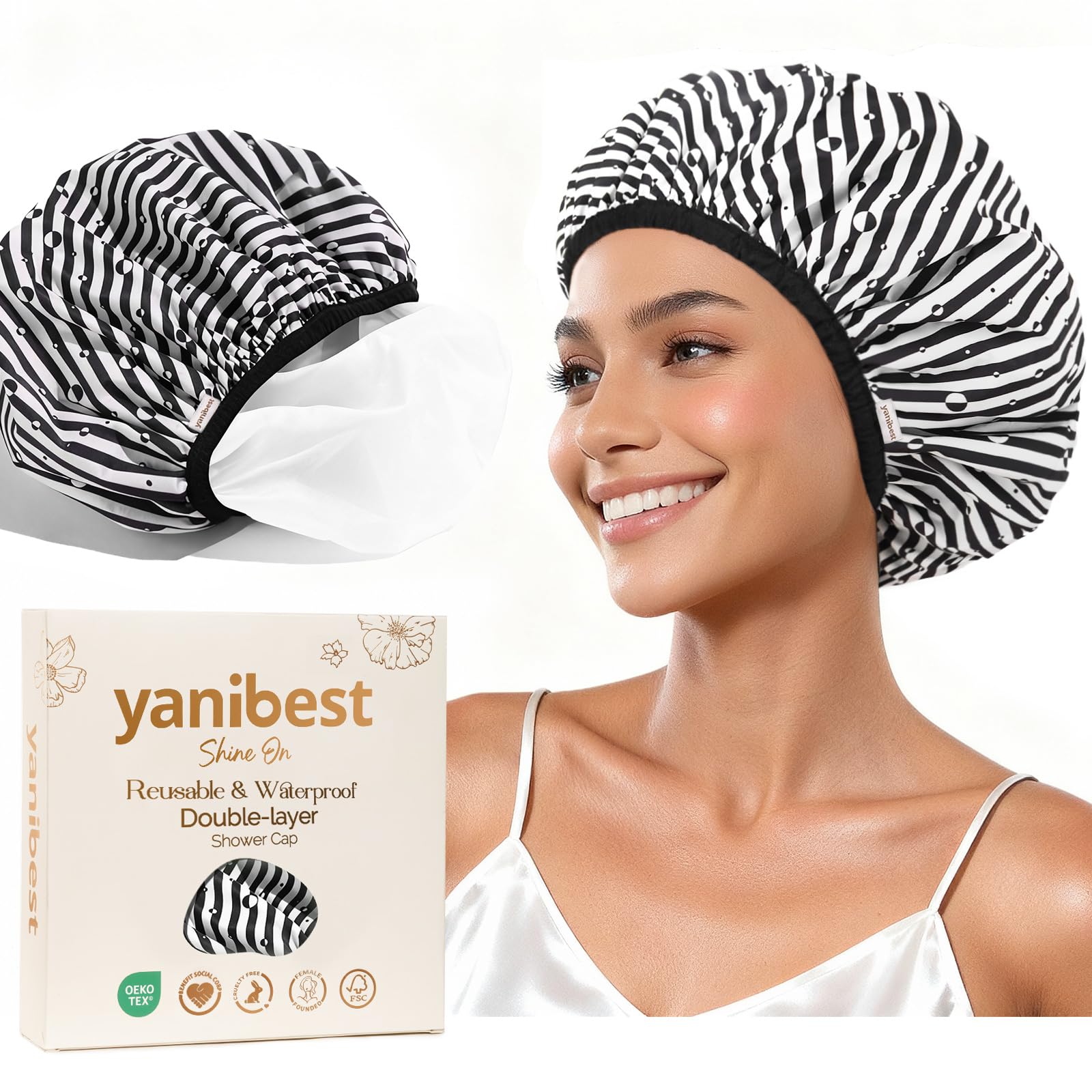 Yanibest Shower Cap – Waterproof Double Layer