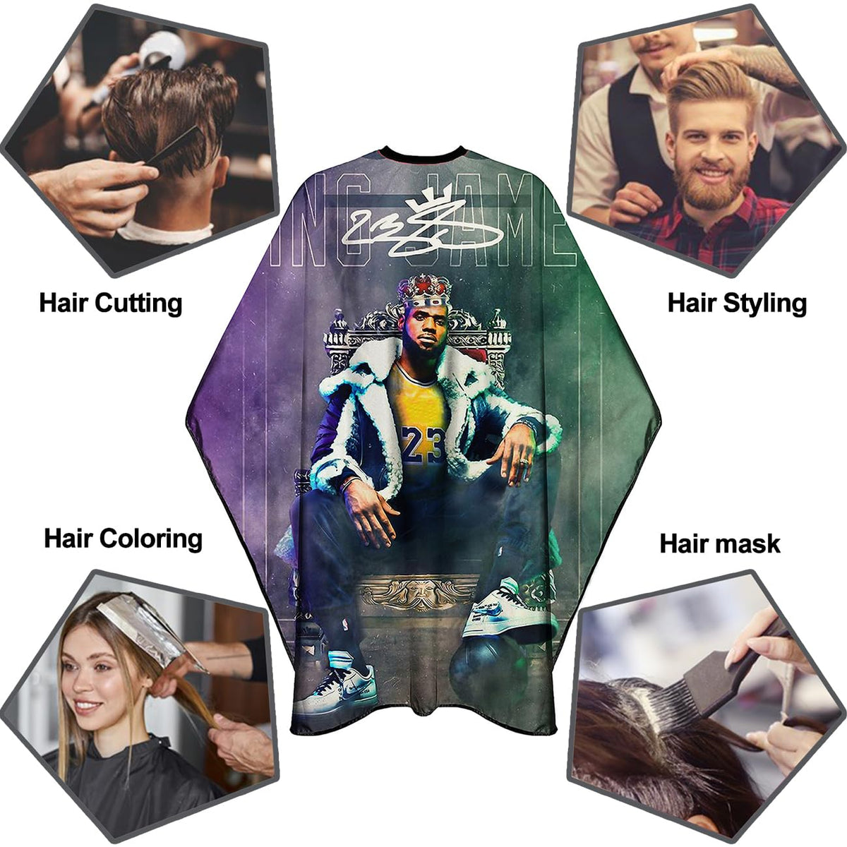 Barber Capes for Men Hair Cutting Salon Cape with Snaps Waterproof Professional Large Barber Hairdresser Gown Stylist Cape- 63”× 56”(Shoot Pattern)