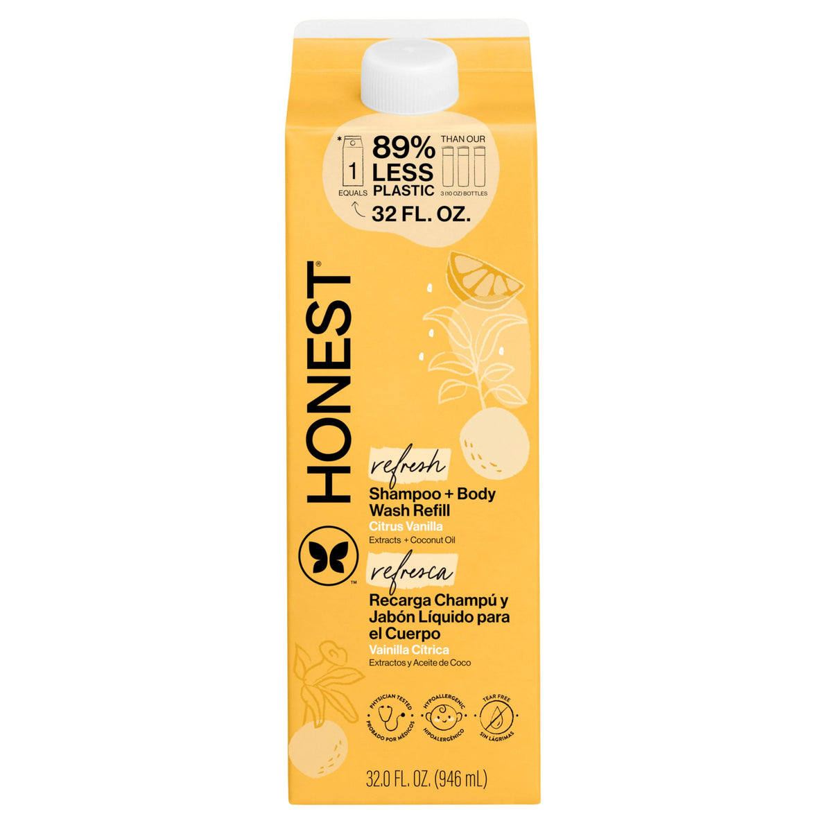 The Honest Company Shampoo & Body Wash, Tear-Free, Fragrance-Free, 10 fl oz