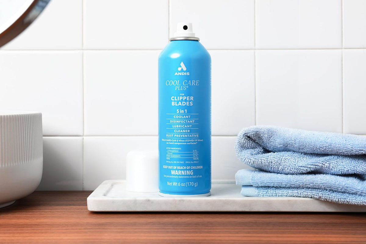 Andis 12551 Cool Care Plus 5-in-1 Clipper Blade Spray, Cooling, Blue