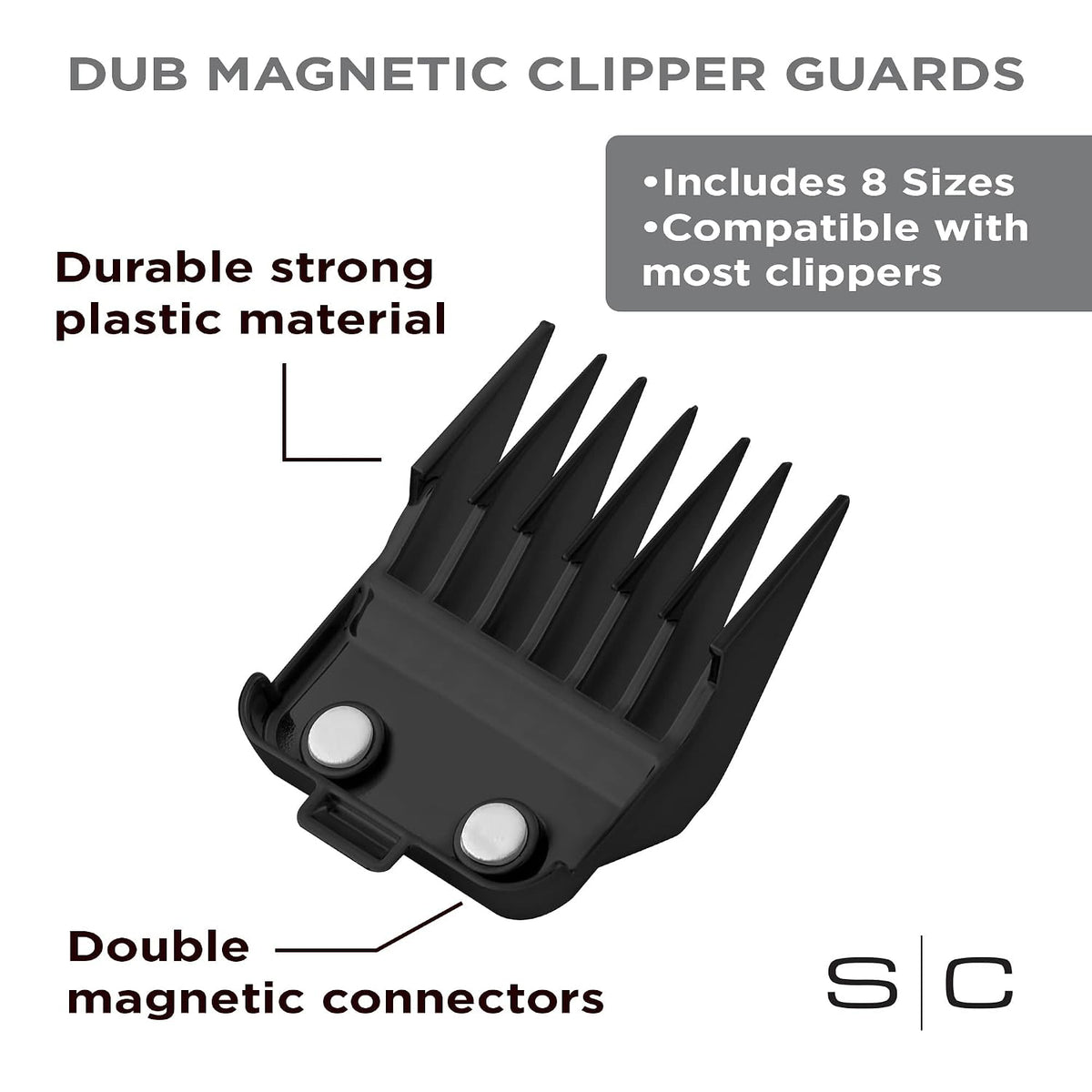 STYLECRAFT Dub Universal Double Magnetic Clipper Guards, 8 Pack