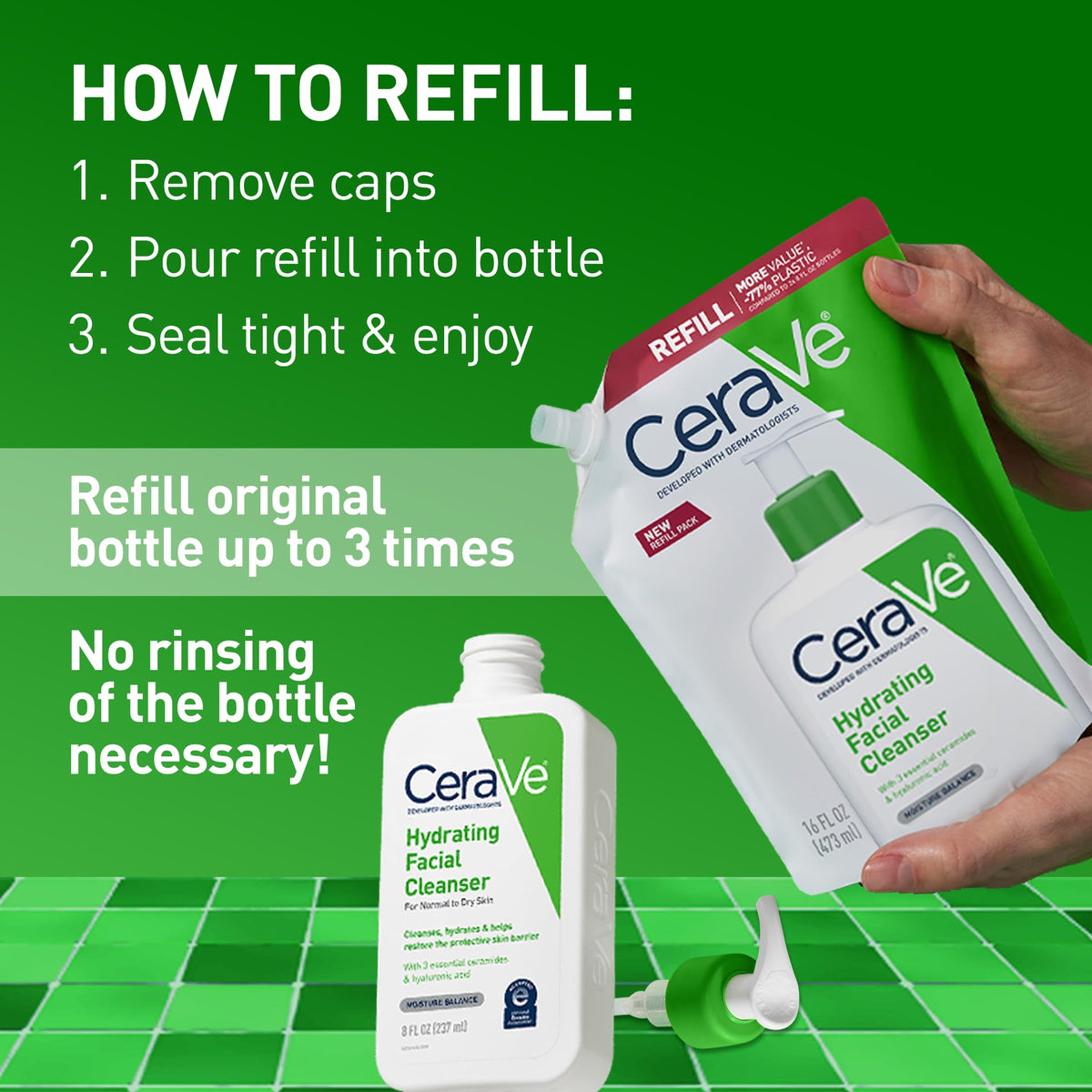 CeraVe Hydrating Cleanser with Hyaluronic Acid, Gentle Face Cleanser,16oz