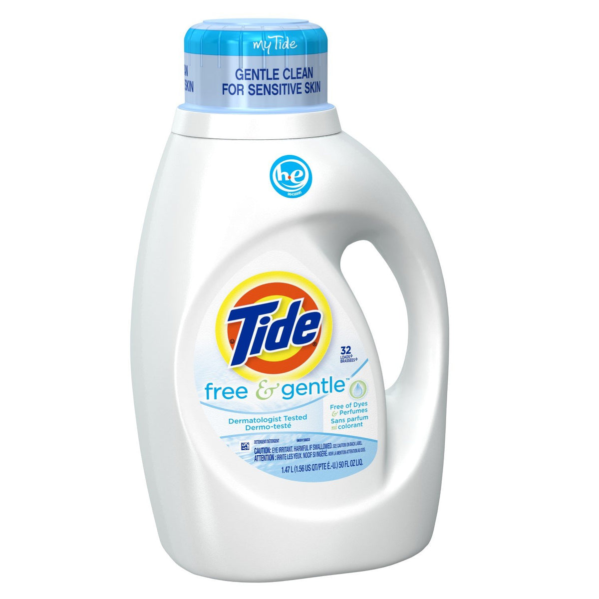 Tide Free & Gentle Liquid Laundry Detergent, 100 Loads, 132 fl oz, Tide Laundry Detergent, Clean Laundry Detergent