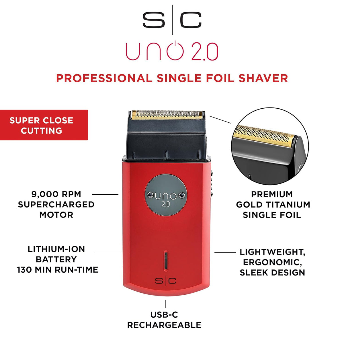 StyleCraft Uno Cordless Single Foil Shaver, Mini Travel Size, Portable