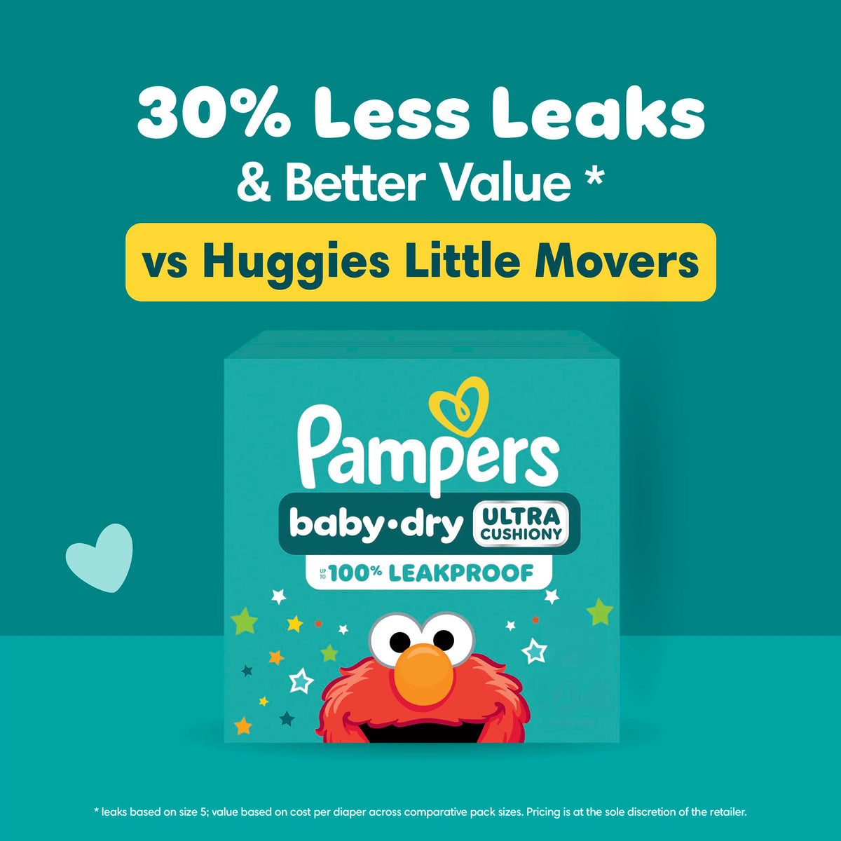Pampers Baby Dry Ultra Cushiony Diapers, Size 5 (20-37 lbs), 132 Count, Up to 100% Leakproof