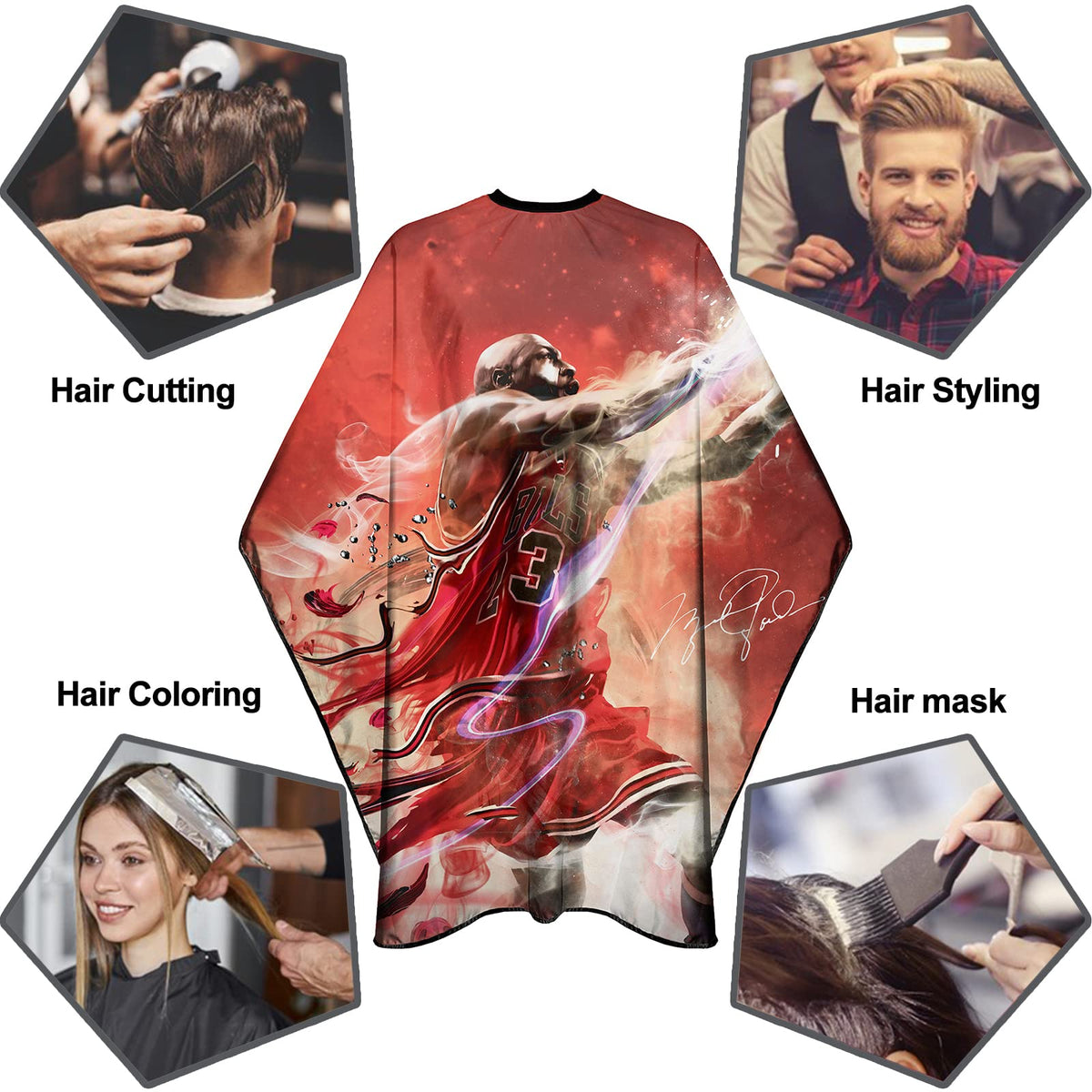 Barber Capes for Men Hair Cutting Salon Cape with Snaps Hairdresser Gown Stylist Cape- 63”× 56”