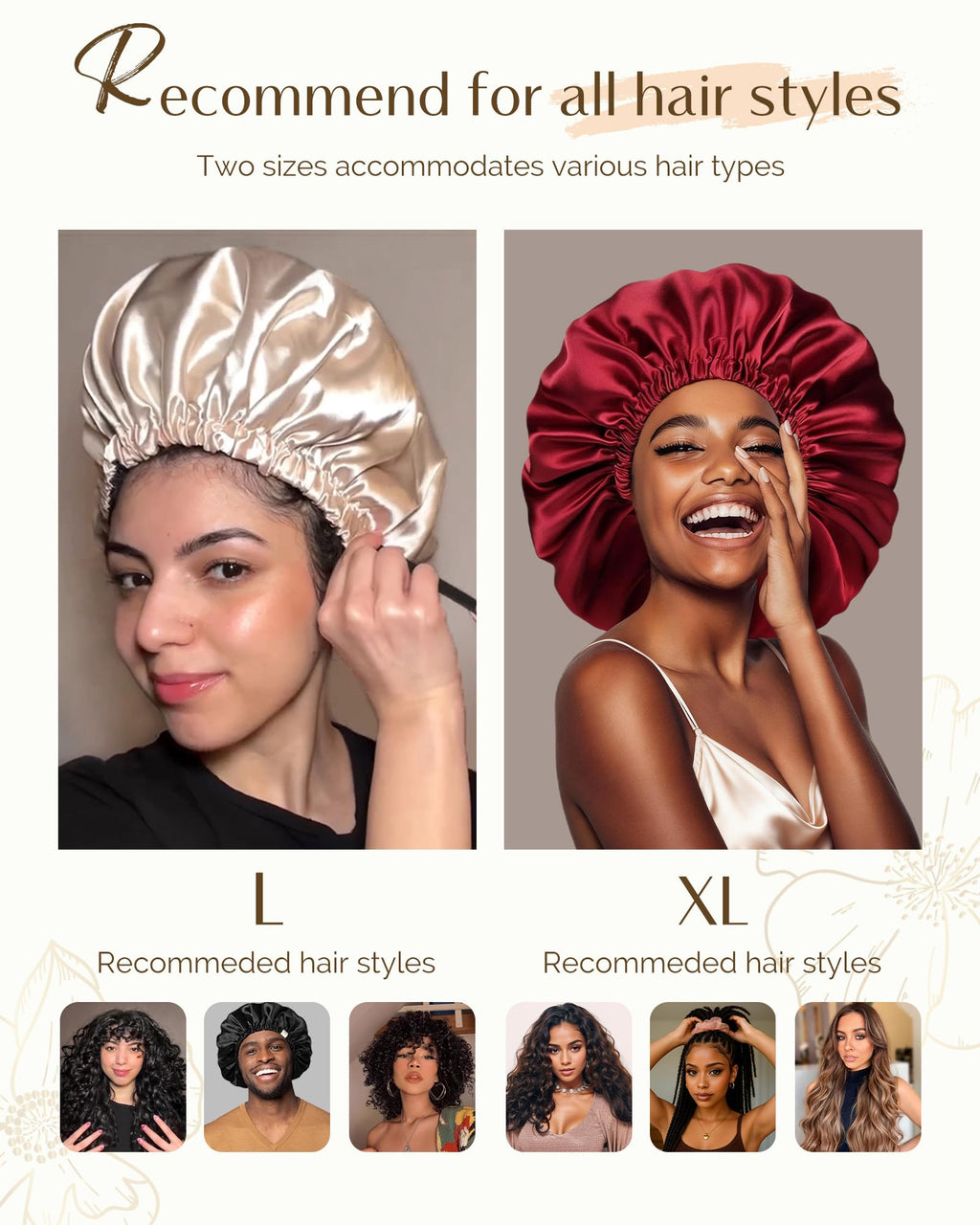 Yanibest Satin Sleep Bonnet – Adjustable Double Layer