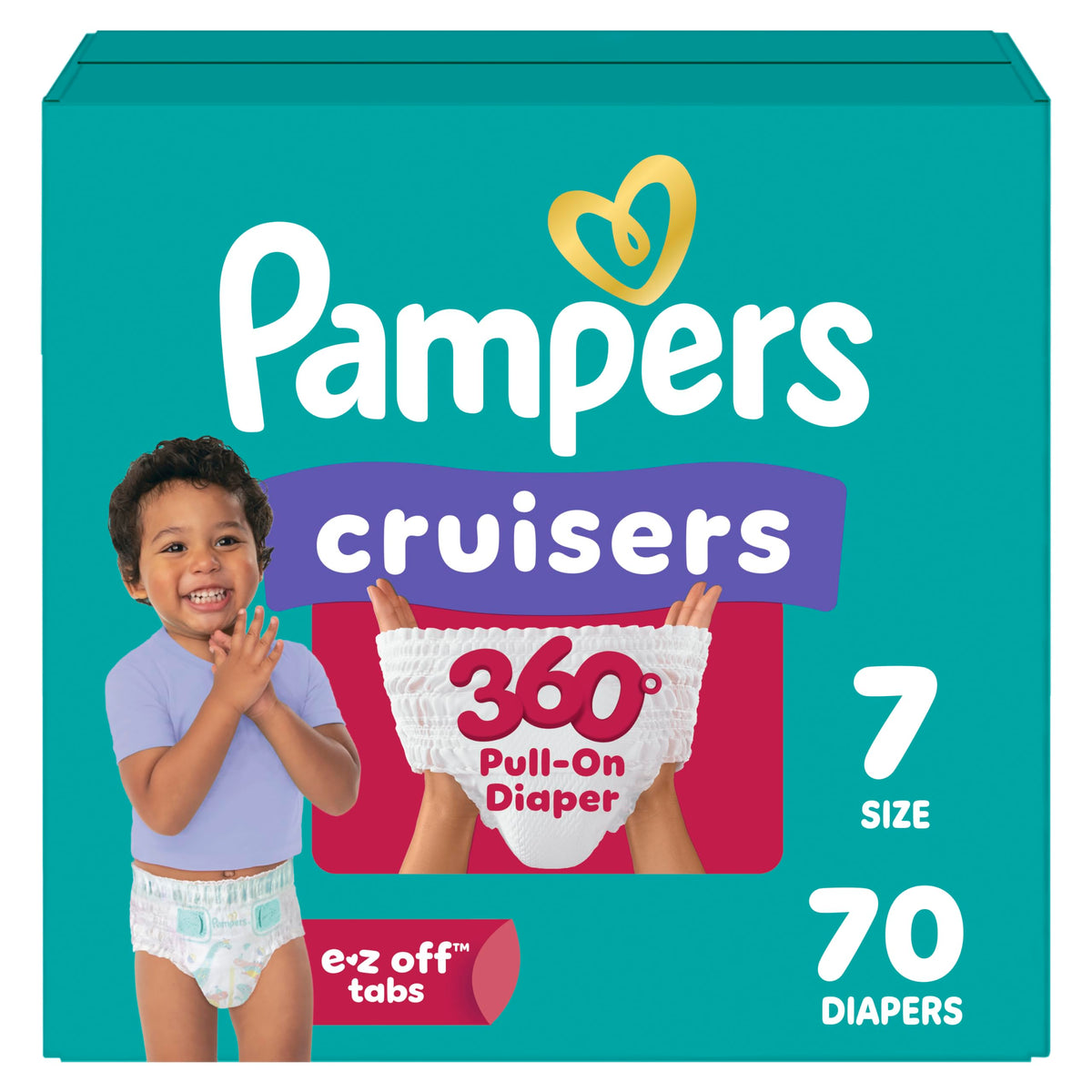 Pampers Diapers - Cruisers 360 - Size 5, 128 Count, up to 100% Leakproof Pull-On Diaper for Active Babies