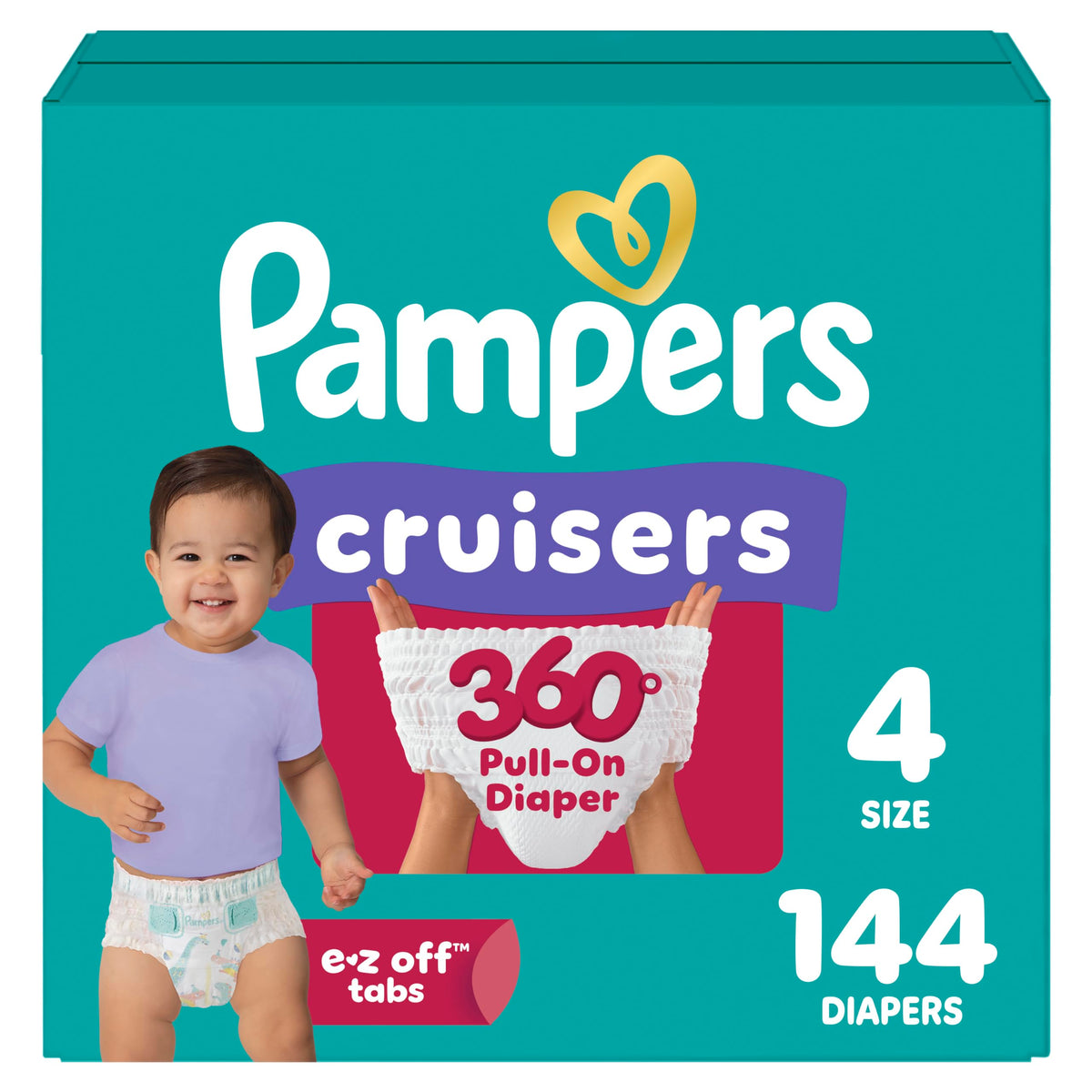 Pampers Diapers - Cruisers 360 - Size 5, 128 Count, up to 100% Leakproof Pull-On Diaper for Active Babies