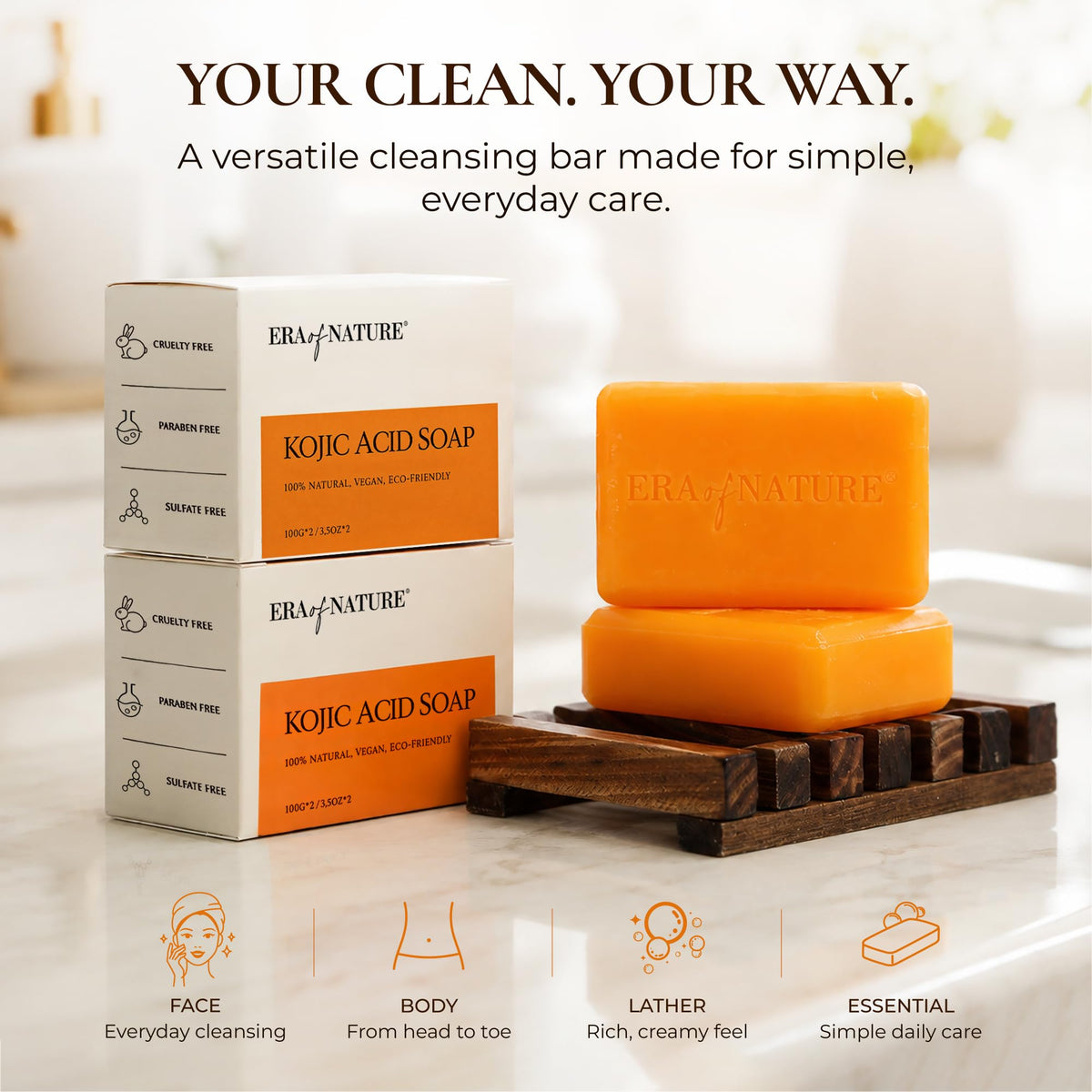 era of nature Organic African Black Soap Bar, Shea Butter, Dry Skin 16oz
