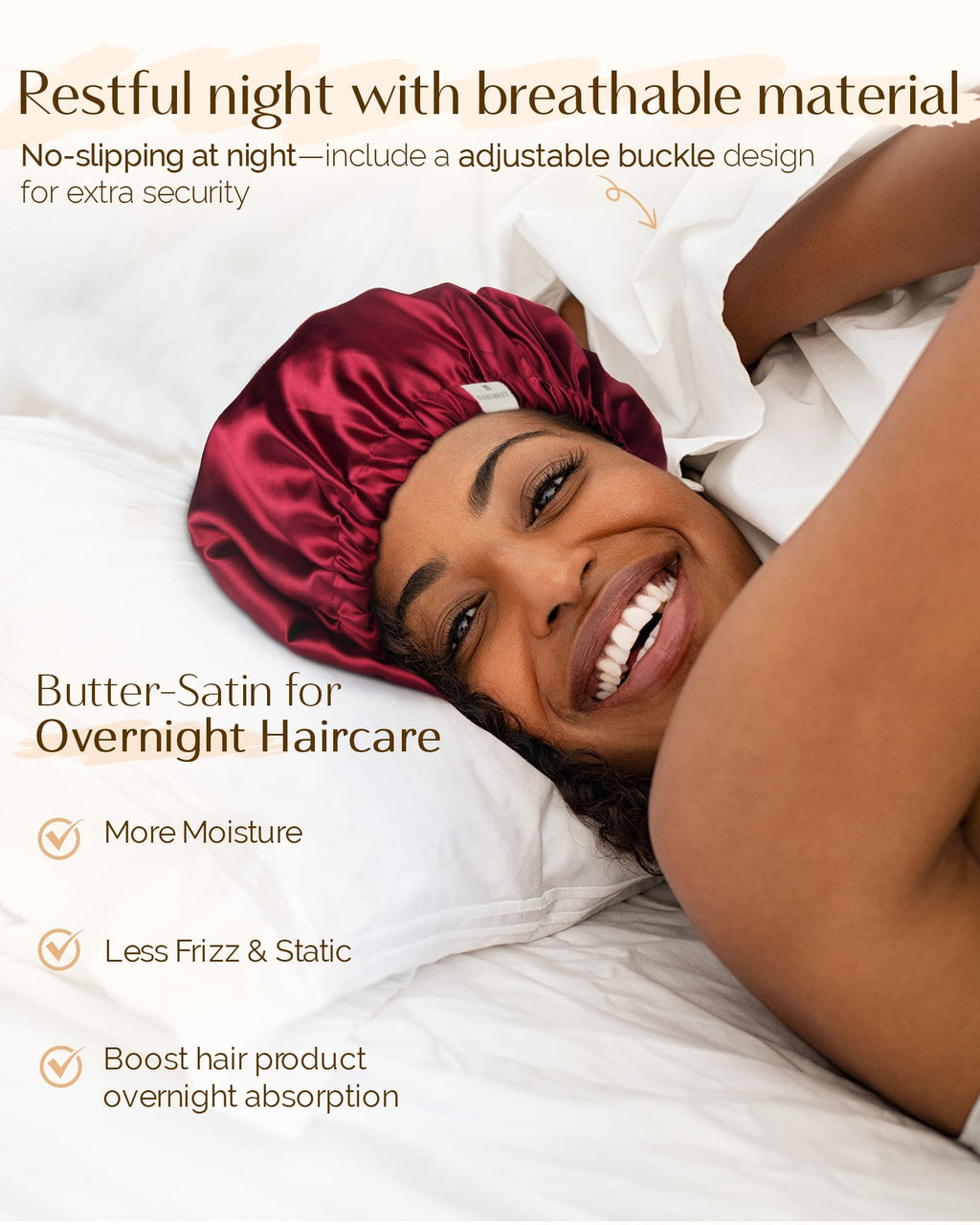 Yanibest Satin Sleep Bonnet – Adjustable Double Layer